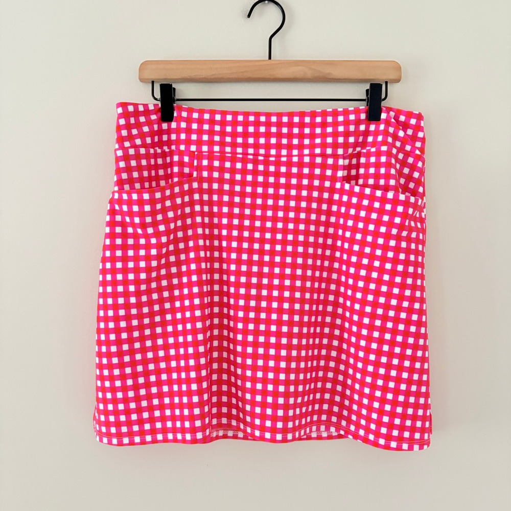 Jude Connally Skort Sonia Large Pink Gingham Preppy Golf Tennis Jude Cloth - Picture 10 of 10